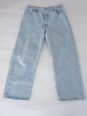 Levis Premium Light Wash Straight Leg Denim Jeans High Rise Button Fly 32/27